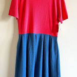 LuLaRoe NEW ‎ Amelia Dress Colorblock Coral Pink Blue Short Sleeve Womens … Photo 0