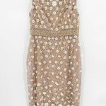 Mac Duggal 67853 Beaded Floral Applique Ivory Nude Midi Sheath Dress Size 10 NWT Photo 2