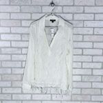J.Crew NWT Bungalow Feather-Embellished Chiffon Blouse in Ivory Size XL Photo 1