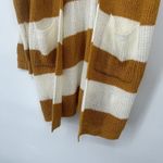 Dreamers  Mustard Yellow White Stripe Cardigan Open Front Long Line Slouchy Sz S Photo 4