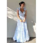 Mac Duggal NWT 67911 Ruffled Tiered Cut Out Chiffon Gown Dress Blue 2 Photo 2