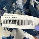 En Saison A Sight To See Peplum Midi Dress Womens L Navy Blue Floral Jacquard White Size L Photo 16