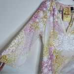 Robert Graham Split Neck/V-Neck Embroidered Multicolor Tunic/Blouse Size Medium Photo 2