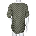 Chico's Shirt Womens Medium Green Chevron Stripe Tie Front Updated Basic Casual Photo 3