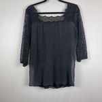 ECI New York Womens Top Sz 14 Black Silk lace Whimsygoth Witchy Fairy Grunge Photo 6