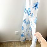 Lucy in the Sky Floral Print Open Back Satin Maxi Dress White Blue XS Photo 5