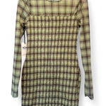 Inland Boutique Green Plaid Mesh Long Sleeve Short Skater Dress Size Small NWT Photo 0