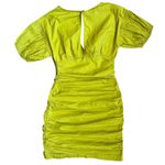Free People NWOT  Tastemaker Mini Button Green V Neck Ruched Puff Sleeve Dress XS Photo 4