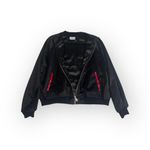 Lauren Moshi HTF: new  ᨎ Trishelle Bandana Lip Satin Bomber Jacket ᨎ Black Large Photo 8