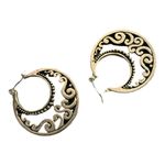 Silver Boho Medium Hoops Cutout Design Circle Hoop Earrings Photo 1