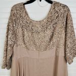 Alex Evenings  16 P Nude Beige Sequin Lace Empire Waist Gown Formal Needs Zipper Photo 3