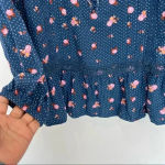 Matilda Jane  Womens Blue Dream A Little Dream Floral Polka Dot Blouse Top S Photo 3