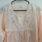 Vintage Barbizon Nightgown Mumu Granny Core Coquette Satin Pink Lace Embroidery Size XL Photo 3