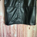 Gold Hawk Black Faux Leather Snap Front Shirt Size M Photo 5