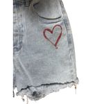 PacSun Shorts 90S Girlfriend Button Fly Denim Shorts Cut Off size 26 with heart Photo 2