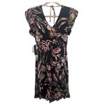 O'Neill  Black Mini Wrap Dress Tropical VNeck Brennan Coconut Girl Size Small NWT Photo 4