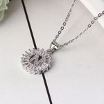 Silver Initial Crystal Pendant Necklace A Photo 3