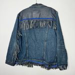 Levi's  denim jacket customized  with leather yokes, studs, and fringes size XXL Photo 6