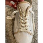 Ecco  White Leather with Tan Trim Lace Up Low Top Shoes Photo 4