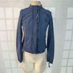 Peyton Jensen Evereve Blue Full Zip Lined Cotton Blend Moto Jacket Size Small Photo 1