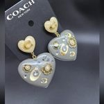 Coach  Heart Earrings in Cream and Gold Photo 2