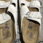 Birkenstock  Arizona Soft Slide Sandal Antique White Suede Photo 6
