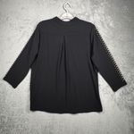 Susan Graver  Blouse M Liquid Knit Studded Zip Front Tunic Black Gold Whimsigoth Photo 3