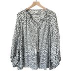 Emerson Fry India Collection Bardot Top Charcoal Leopard Print Cotton Size Small Gray Photo 1