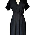 Everlane  Black Dress Japanese GoWeave V-Neck Short Sleeve Elastic Waist 0 EUC Photo 0