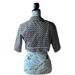 Robbie Bee Woman’s signature brown and white short sleeve open cardigan Photo 1