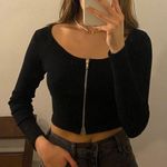 Brandy Melville Black Two Way Zip Long Sleeve Photo 1