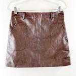 Raga Nyla Faux Leather High Waisted A Line Mini Skirt Chocolate Brown Large Photo 4