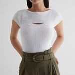 EXPRESS  Body Contour Ribbed Cutout Sweater Bodysuit Photo 0