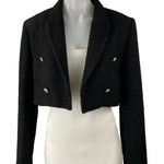 ZARA  Women's Black Tweed Double Brested Collared Long Sleeve Crop Jacket Size S Photo 0