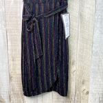 Flaw/City Studio XXS Metallic Pin Striped Black Sheath Dress Tulip Style Bottom Photo 4