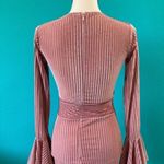 Rare London ⭐️ ASOS  pink velvet stripe flute sleeve dress Photo 7