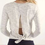 Zyia  Active Women Large Light Heather Grey Gray Split Back Long Sleeve Top Shirt Photo 4