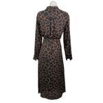 Banana Republic  Black Giraffe Print Long Sleeve Belted Midi Shirt Dress Size 2 Photo 1