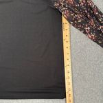 CeCe Sheer Printed Long-Sleeve Black Knit Top Women's Small Crew Neck Metallic Photo 3