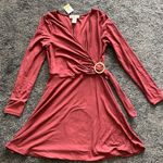 Boutique planet gold ring faux wrap dress Size Large  Photo 3