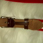 Woven Cotton Belt Chocolate Leather Silver Hardware in Red White Blue Photo 2