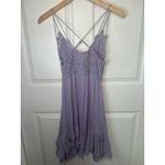Free People  Adella Slip Lilac Lace Trim Mini Dress Spaghetti Straps Ruffle Hem S Photo 4