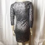 Anthropologie Silver Metallic Sequin Dress size S Sparkly Ruched Sheath Photo 3