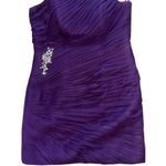 Custom Made Purple Pleated Embellished Strapless Dress Size 10 Photo 0