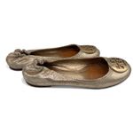 Tory Burch  Minnie Travel Metallic Gold Sz 7 Shimmer Medallion Flats w/ COA Photo 3
