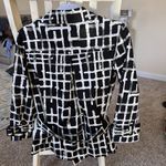 Spiegel Jacket Womens Sz 10 White Black Gray Print Double Breasted Trench Style Photo 2