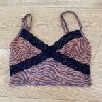 Adika Zebra Mesh and Lace Crop Top in Brown & Black Photo 0