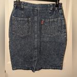 Vintage Kong Loon Jean Floral Embroidered Pencil Skirt Women's Large Medium Wash Blue Photo 1