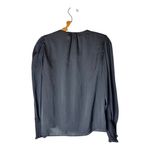 Philosophy  Shirt Women XS Black Satin Balloon Sleeve Ruffle‎ Tie Neck Blouse NWT Photo 1
