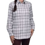 Ridgecut Toughwear Women's Flex Flannel Long Sleeve Shirt Sz Med White Multi Blue Photo 1